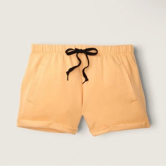 VS PINK Honeycomb Yellow Classic Logo Everyday Lounge Boyfriend Shorts M ; NWT - Picture 2 of 8